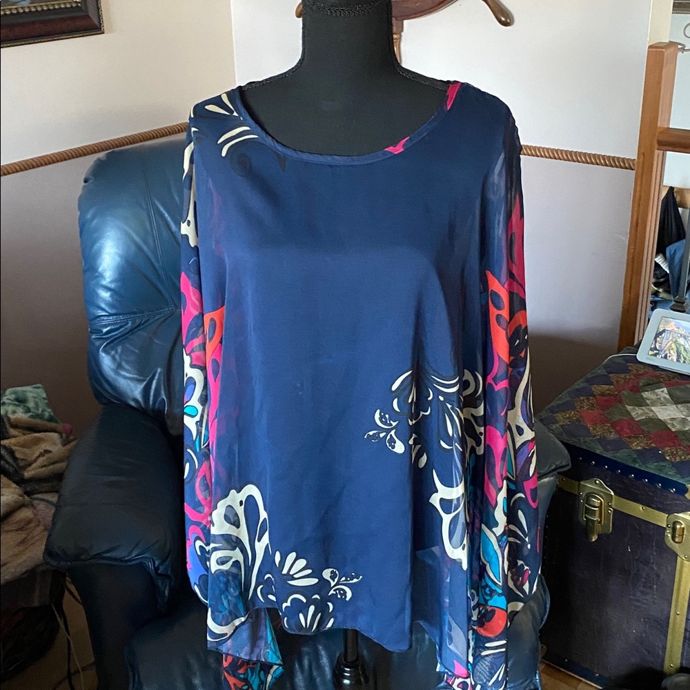 Floral Long Sleeve Poncho
